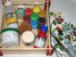 Attrezzi e materiale per scatola con fragole decoupage